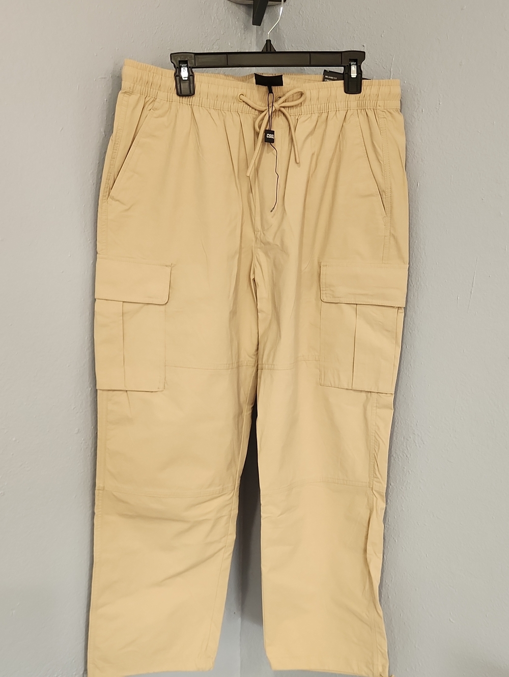 CSG Men's Beige Cargo Pants with Drawstring Waist
